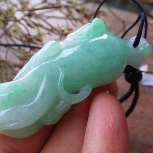 Certified Natural Myanmar A Jade jadeite Dragon Pi Xiu Ginseng Pendant Necklace